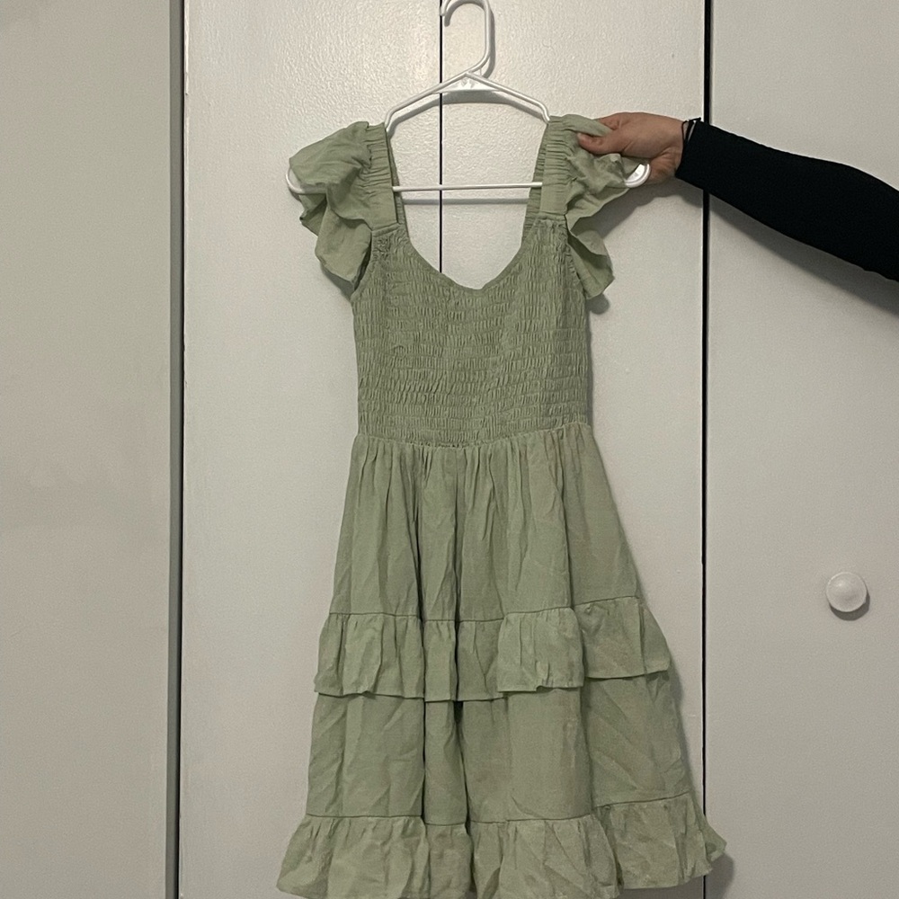 Charming Green Ruffle Kids Dress